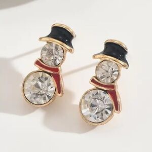 Snowman Earrings with Rhinestones